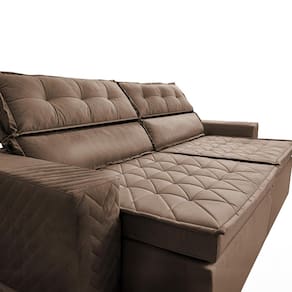 Sofá 3 Lugares Cama inBox Belém Retrátil e Reclinável Revestido em Suede Velusoft - 200cm de Largura