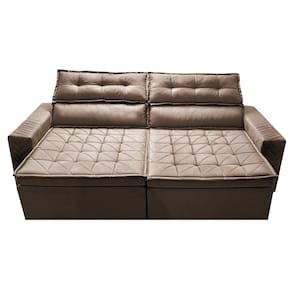 Sofá 4 Lugares Cama inBox Belém Retrátil e Reclinável Revestido em Suede Velusoft - 230cm de largura - Castanho - 1
