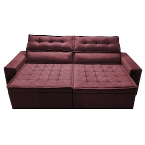 Sofá 4 Lugares Cama inBox Belém Retrátil e Reclinável Revestido em Suede Velusoft - 230cm de largura - Vinho - 1