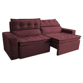 Sofá 4 Lugares Cama inBox Belém Retrátil e Reclinável Revestido em Suede Velusoft - 230cm de largura - Vinho - 2