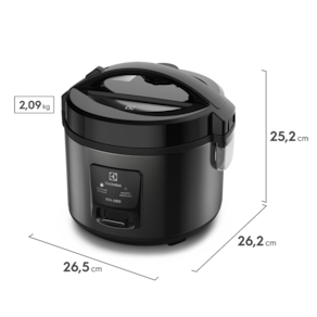 Panela de Arroz Elétrica Electrolux ERC10 Efficient 2 em 1 com Visor Glass por Rita Lobo 7 Xícaras - Preto/Inox