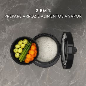 Panela de Arroz Elétrica Electrolux ERC10 Efficient 2 em 1 com Visor Glass por Rita Lobo 7 Xícaras - Preto/Inox