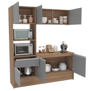 Cozinha Compacta Politorno Mov Evora 6 Portas 1 Gaveta 2 Nichos MDP - 182cm de Largura - Cinza - 2