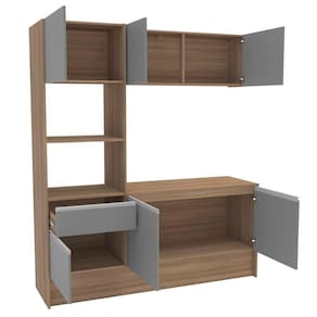 Cozinha Compacta Politorno Mov Evora 6 Portas 1 Gaveta 2 Nichos MDP - 182cm de Largura - Cinza - 3