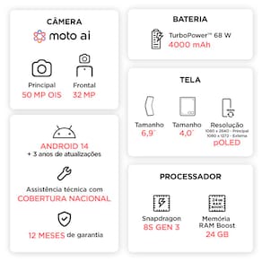 Smartphone Motorola Razr 50 Ultra 5G Forest Green 512GB, 12GB RAM + 12GB RAM Boost, Tela Dobrável 6,9" pOLED e Externa 4", Moto AI Câmera e IPX8