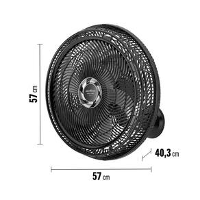 Ventilador de Parede Britânia BVT575 Maxx Force 47cm com 3 Velocidades, 6 Pás e 176W - Preto