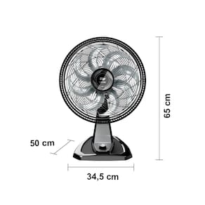 Ventilador de Mesa/Parede Wap Flow Turbo com 8 pás e 3 velocidades 180W - Preto e Cinza