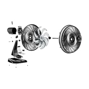 Ventilador de Mesa/Parede Wap Flow Turbo com 8 pás e 3 velocidades 180W - Preto e Cinza