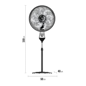 Ventilador de Coluna Wap Flow Turbo com 8 pás, 3 velocidades e 180W – Preto e Cinza