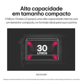 Forno Micro-ondas LG MS3043BR com Função Manter Aquecido e Limpa Fácil - Prata