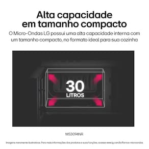 Forno Micro-ondas LG MS3094NRA com visual NeoChef e Limpa Fácil – Espelhado