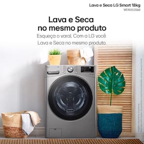 Lava e Seca LG 18Kg/10Kg com Inteligência Artificial AI DD™ e Wi-Fi WD18SV2S6B – Inox Look