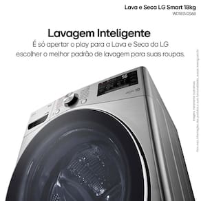 Lava e Seca LG 18Kg/10Kg com Inteligência Artificial AI DD™ e Wi-Fi WD18SV2S6B – Inox Look