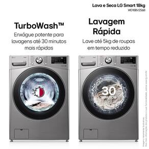 Lava e Seca LG 18Kg/10Kg com Inteligência Artificial AI DD™ e Wi-Fi WD18SV2S6B – Inox Look