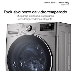 Lava e Seca LG 18Kg/10Kg com Inteligência Artificial AI DD™ e Wi-Fi WD18SV2S6B – Inox Look