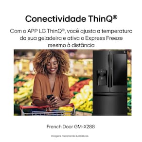 Geladeira Smart LG Inverter French Door GM-X288NQX com compressor Smart Inverter e conectividade ThinQ Black Inox - 660L