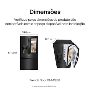 Geladeira Smart LG Inverter French Door GM-X288NQX com compressor Smart Inverter e conectividade ThinQ Black Inox - 660L