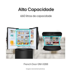 Geladeira Smart LG Inverter French Door GM-X288NQX com compressor Smart Inverter e conectividade ThinQ Black Inox - 660L