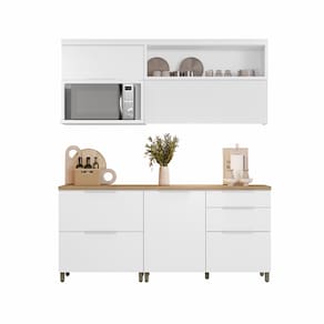 Cozinha Compacta Nesher Marquesa com 4 Portas, 4 Gavetas e 3 Prateleiras – 200 cm de Largura