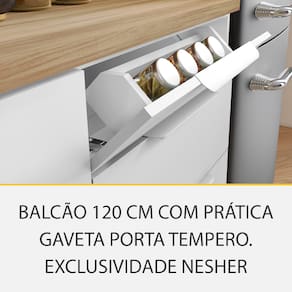 Cozinha Compacta Nesher Marquesa com 4 Portas, 4 Gavetas e 3 Prateleiras – 200 cm de Largura