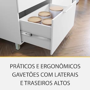 Cozinha Compacta Nesher Marquesa com 4 Portas, 4 Gavetas e 3 Prateleiras – 200 cm de Largura