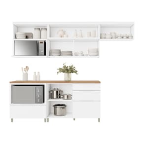 Cozinha Compacta Nesher Marquesa com 4 Portas, 4 Gavetas e 4 Prateleiras – 280cm de Largura