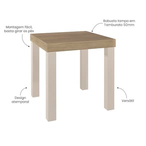 Mesa de Apoio Artely Up Quadrada - Carvalho e Off White - 3