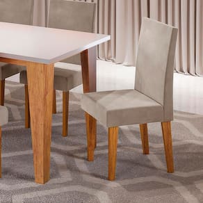 Mesa de Jantar Retangular Viero Milão com 6 Cadeiras Vênus Estofadas e Revestidas