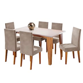 Mesa de Jantar Retangular Viero Milão com 6 Cadeiras Vênus Estofadas e Revestidas