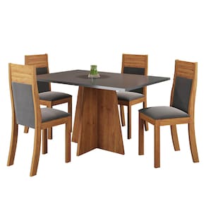 Mesa de Jantar Retangular Viero Vivere com 4 Cadeiras Roma Estofadas e Revestidas