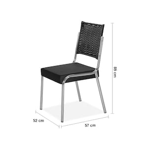 Cadeira de Jantar Aço Nobre Kansas com Encosto em Junco e Assento Estofado Revestido em Suede - Preto - 2