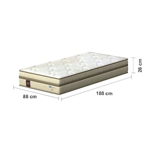 Colchão de Solteiro Probel Arezzo com Pillow Euro e Molas Ensacadas Individualmente 26x188x88cm – Bege e Branco - 3