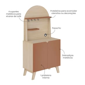 Cantinho do Café Artely Viena com 2 portas e 3 prateleiras – 80cm de largura