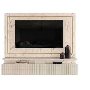 Bancada Suspensa Madetec Gaia para TV 75" LED Embutido Ripado Calacata Off White - 3