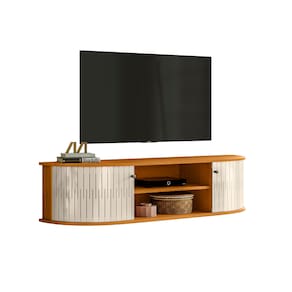 Rack Suspenso Madetec Modena com 136cm de Largura, Ideal para TV até 60" - Cinamomo/Off White - 1