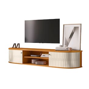 Rack Suspenso Madetec Algarve com 183cm de Largura, Ideal para TV até 75” - Cinamomo/Off White - 1