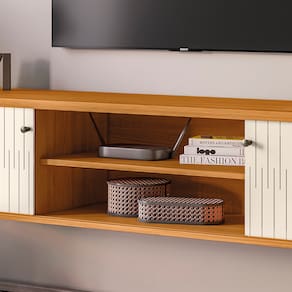 Rack Suspenso Madetec Algarve com 183cm de Largura, Ideal para TV até 75” - Cinamomo/Off White - 2