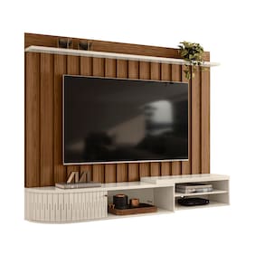 Bancada Suspensa Madetec Imola com 206,7 cm de Largura, Ideal para TV 75" - Naturale/Off White - 1