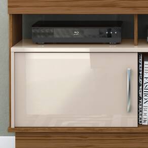 Rack Madetec Artur Ideal para TVs até 50 Polegadas, Pés com Rodízio e 121cm de Largura - Naturale/Off White - 2