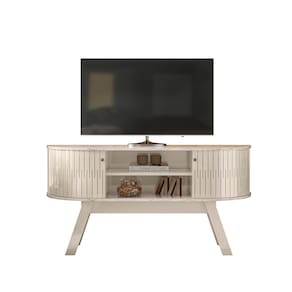Bancada Madetec Atlanta Ideal para TVs de até 55 Polegadas - 136cm de largura - Calacata e Off White - 1
