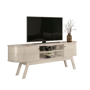 Bancada Madetec Valencia Ideal para TVs de até 75 Polegadas - 183cm de largura - Calacata e Off White - 1