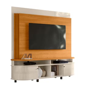 Estante Home Theater Madetec Daytona Ideal para TVs de até 65 Polegadas - 183cm de largura - Cinamomo e Off White - 1