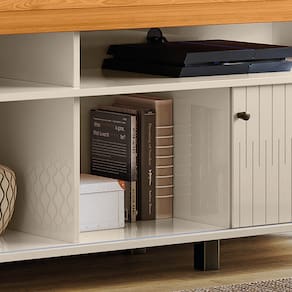 Estante Home Theater Madetec Daytona Ideal para TVs de até 65 Polegadas - 183cm de largura - Cinamomo e Off White - 2