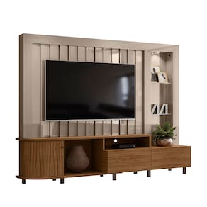 Estante Home Theater Madetec Le Mans Ideal para TVs de até 70 Polegadas - 242,5cm de largura - Fendi e Naturale - 1