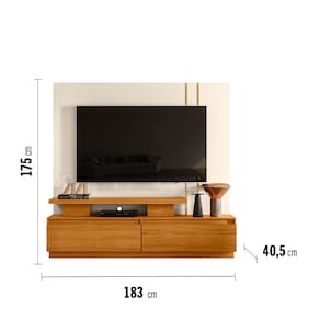 Estante Home Theater Madetec New Apolo Ideal para TVs de até 75 Polegadas - 183cm de largura - Cinamomo e Off White - 3