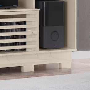 Estante Home Theater Madetec Frizz Plus com Pés, Ideal para TVs de até 60 Polegadas - 200cm de largura - Calacata e Off White - 2