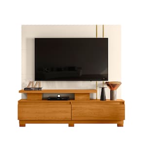 Estante Home Theater Madetec New Apolo ideal para TVs de até 75 polegadas - 183cm de largura - Cinamomo e Off White - 1