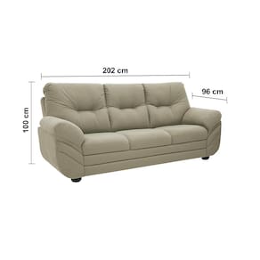 Sofá 3 Lugares Linoforte Francis com Almofadas Fixas e Revestimento em Suede 202 cm de Largura - Capuccino - 3