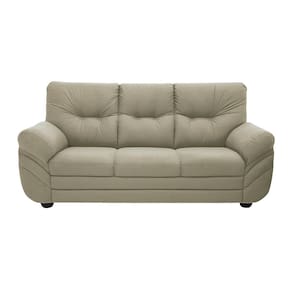 Sofá 3 Lugares Linoforte Francis com Almofadas Fixas e Revestimento em Suede 202 cm de Largura - Capuccino - 2