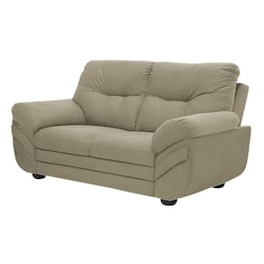 Sofá 2 Lugares Linoforte Francis com Almofadas Fixas e Revestimento em Suede 152cm de Largura - Capuccino - 1